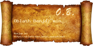 Oblath Benjámin névjegykártya